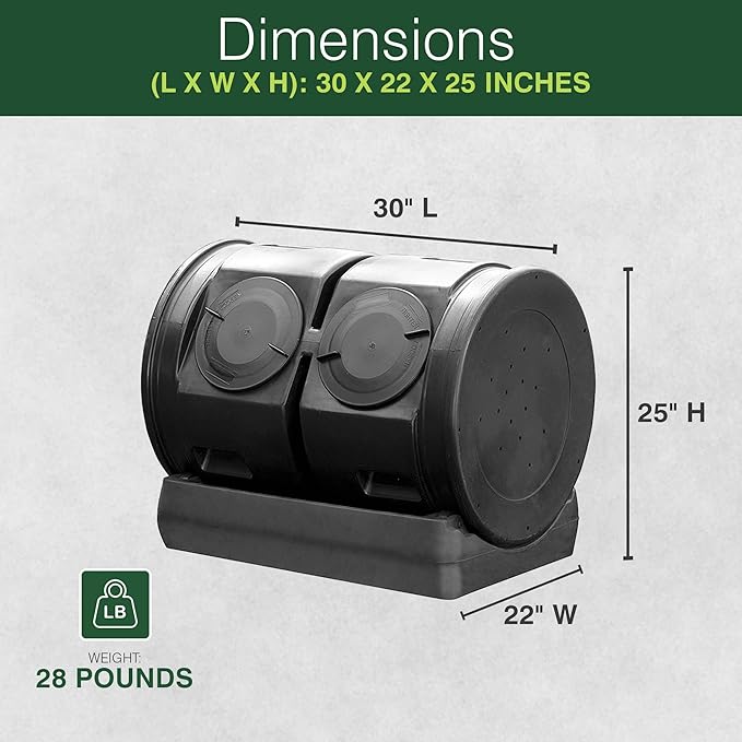 Good Ideas Compost Wizard Outdoor Garden Dual Tumbler Compost Container Black