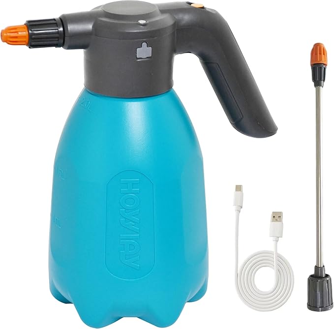 ES2-PRO Electric Spray Bottle 2L/0.5Gallon Plant MisterSpray About 30 Gallons On a Single ChargeRechargeable Battery Powered SprayerAutomatic Watering CanPump Sprayer for Indoor Plants (Blue)