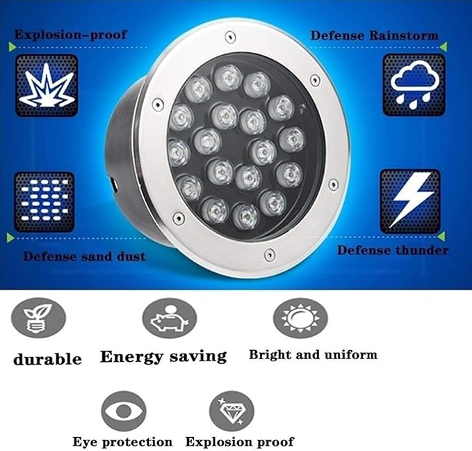 Underground Light LED - Round Ground Lighting Path Light 110vV AC IP67 Waterproof Recessed Spotlight Garden Landscape Courtyard Underground Lights Floor Lamp for Lawn/Terrace/Garden