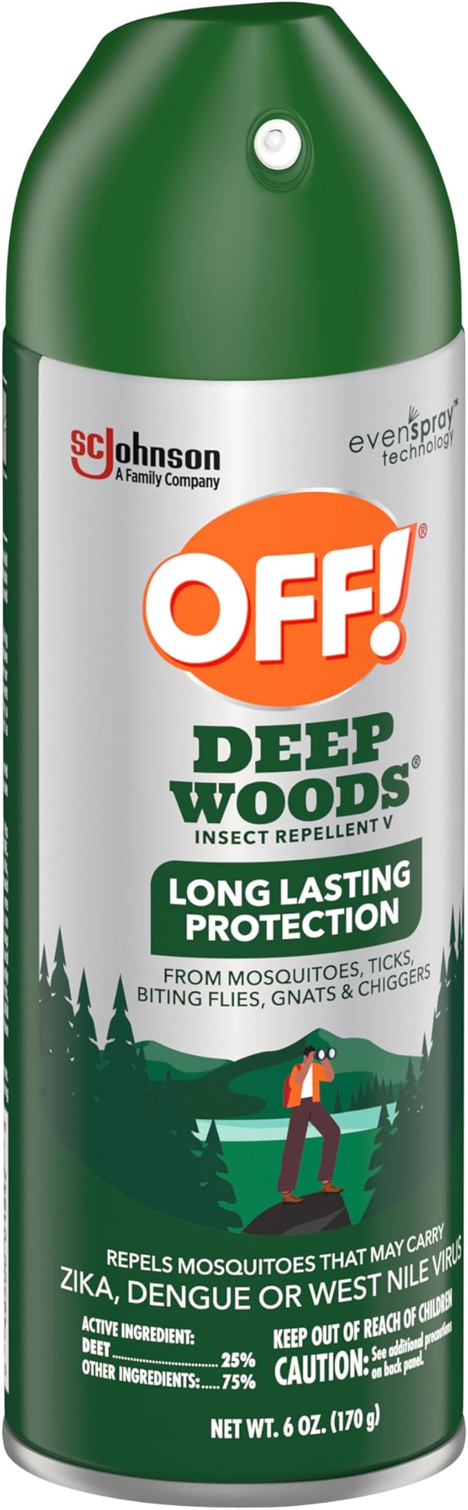 OFF! Deep Woods Insect Repellent Spray with 25 Percent DEET Provides up to 8 Hours of Mosquito Protection 6 Ounce (Pack of 3)