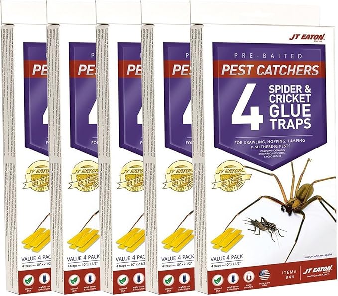 J T Eaton 076706844002 Spider and Cricket Glue Trap (Pack of 5) White Box