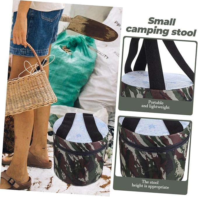 Portable Garden Weeding Stool with Side Pocket 25cm High Foam Seat for Seniors and Adults Lightweight Multipurpose Outdoor Stool for Gardening Farming and Camping Random Style
