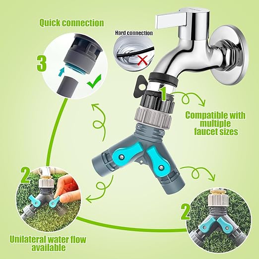 32FT Drip Irrigation System with Quick-Connect Automatic Garden Watering System with 1/4 &amp 1/2 Tubing with Y-Type Water Dsitributor Potted Plants DIY