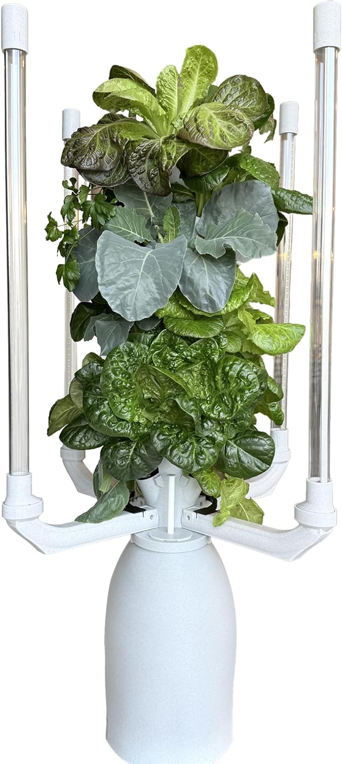 Hydroponic Tower Planter - Complete Plant Growing Starter Kit - Vertical Indoor System for Herb and Vegetable Gardening Microgreens and More - Includes Grow Light Setup Smart WiFi Control