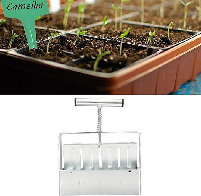 Soil Block Maker Comfortable Handle Efficient Time Saving for Gardening Iron Galvanized