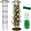 Garden Obelisk Trellis for Climbing Plants Outdoor | 64 Inch Mushroom Top Trellis for Potted Plants Vines Roses Clematis | Rustproof Plastic Coated Metal Plant Support Indoor Outdoor for Vegetables