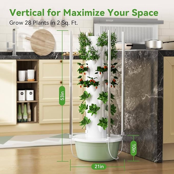 Hydroponic Tower | Vertical Planter Tower | Hydroponics Growing System Kit |with LED Light Plants Indoor Hydroponic Vegetable Tower for Gardening Lover7-Layer