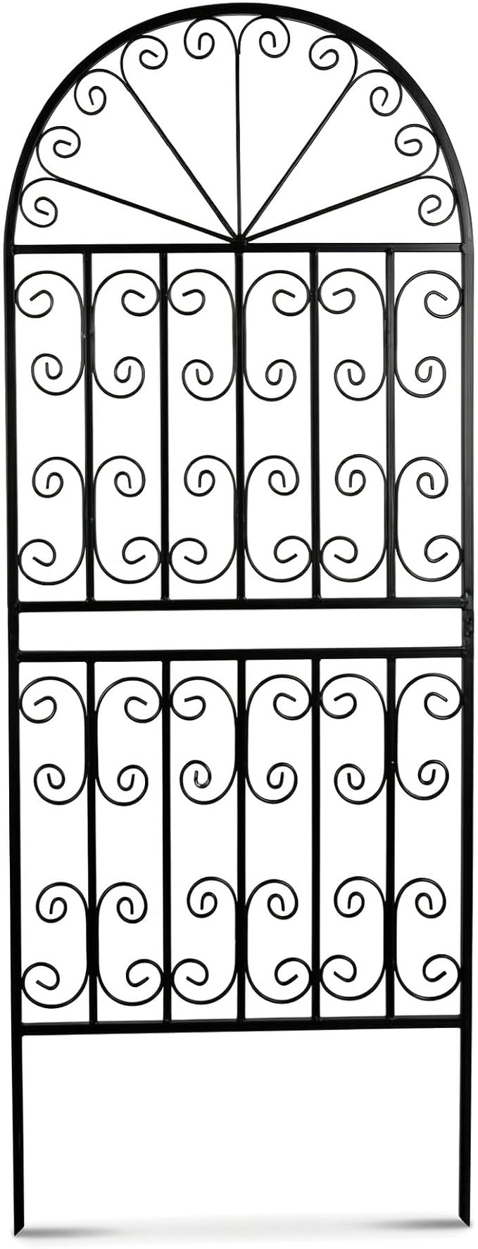 SCENDOR 59 H x 22 W Arched Metal Garden Trellis with Scrollwork Rustproof Iron Plant Support for Climbing Roses Clematis &amp Vines Decorative Garden Screen for Lawn &amp Backyard 1 Pack