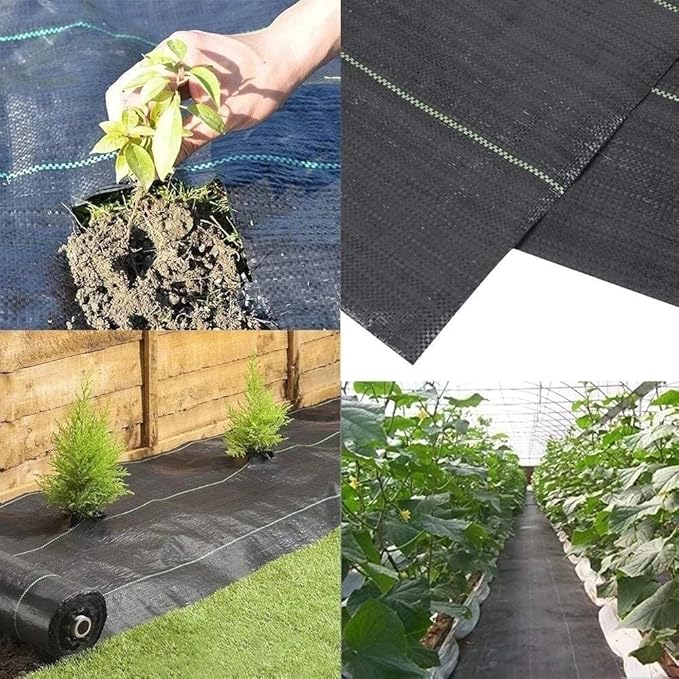 Weed Barrier for Planter Bottoms Wide Landscape Weed Blocker Fabric Ground Cover Mat for Raised Beds Flower Bed and Lawn Planting(0.6mx30m/2ftx100ft)