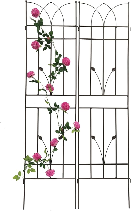 Prime 4 Pack Metal Garden Trellis 71 x 17.7 Rustproof Trellis for Climbing Plants Outdoor Flower Support Brown