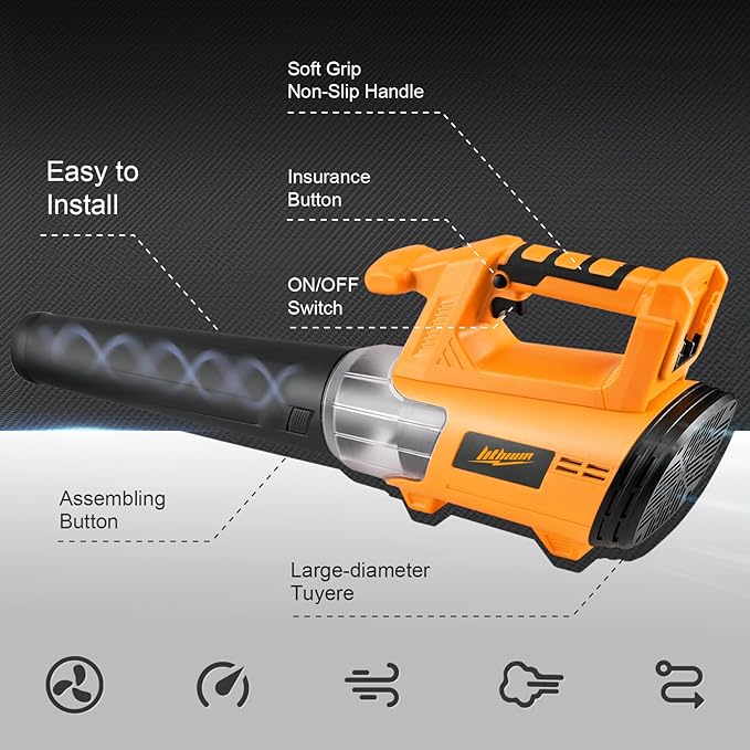Cordless Leaf Blower Up to 520CFM Compatible with DEWALT 20V Max Battery (No Battery) Electric Leaf Blower Cordless with 5 Speed Modes Battery Powered Leaf Blowers for Lawn Care Yard