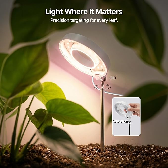 3pcs Grow Lights for Indoor Plants 20 LEDs Full Spectrum Plant Light for Indoor Plants Height Adjustable Growing Lamp with Detachable Base 3/6/9Hrs Timer 4 Brightness
