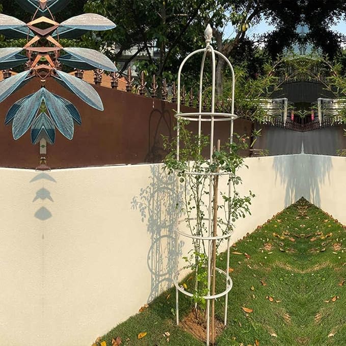 Garden Trellis for Climbing Plants Outdoor &amp Indoor Trellis 0.6in Metal Pipes Roses Climbing Support Rustproof Flowers Stands Vines Vegetables Cage(WhiteHigh180cm/71in)