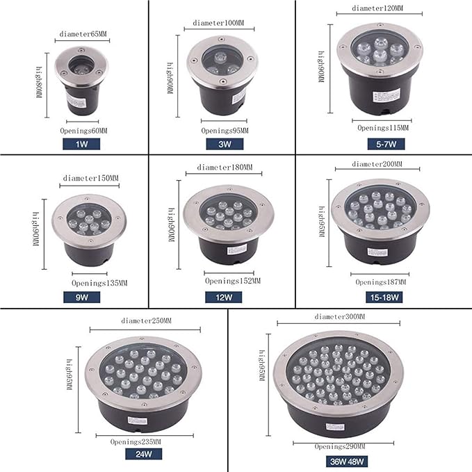 LED Buried Landscape Lights - Outdoor Beam Spotlight 85-265V Embedded Buried Lamp IP67 Waterproof Staircase Floor Aisle Illumination Stainless Steel Lights(Warm White24W)