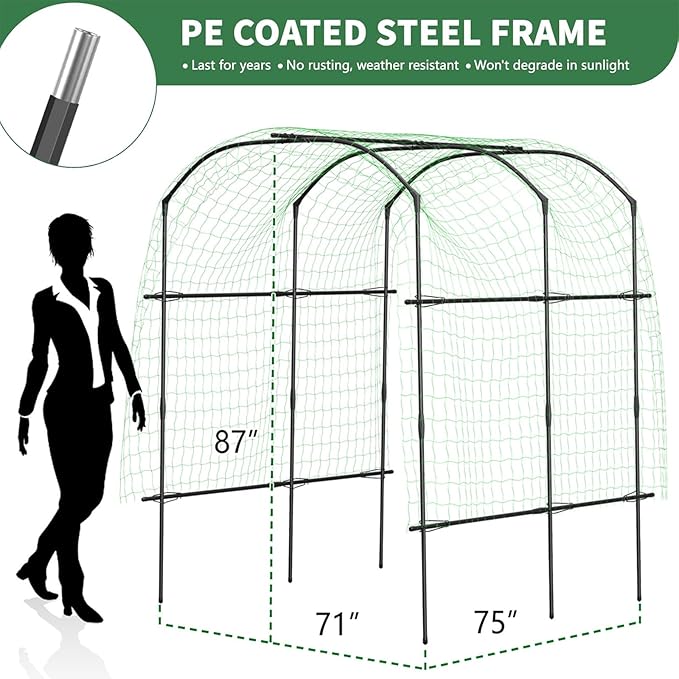 Tall Garden Arch Trellis for Climbing Plants 87in Tall Metal Plant Support Trellis Archway for Climbing Plant Vegetables Cucumber Outdoor Yard Lawn Garden Arch Tunnel Trellis