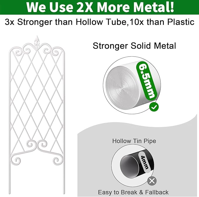 AMAGABELI GARDEN &amp HOME 2 Pack 60” x 18” Garden Trellis for Climbing Plants Outdoor Trellis for Climbing Roses Plant Trellis Vegetables and Flower Vine White Trellis for Ivy Cucumbers