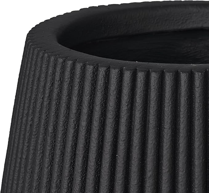 16 Inch Handmade Concrete Outdoor Planter - Classic Striped Design | Fiberglass &amp Composite Material | Durable for Commercial &amp Home Decor