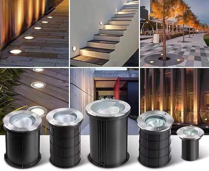 COB 15W Adjustable Angle Outdoor Recessed LED Spotlight IP67 Waterproof In-Ground Lighting for Palm Trees Stone Walls and Building Facades (Warm White Light 12V)