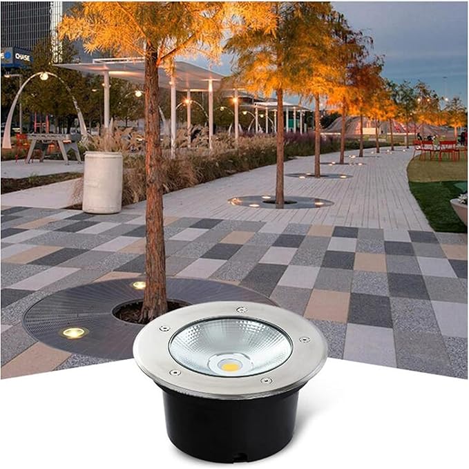 LED COB Underground Path Light Round Landscape In-ground Lights IP65 Waterproof Spotlight for Yard Garden Driveway Deck Porch Pathway(White30W-220V)
