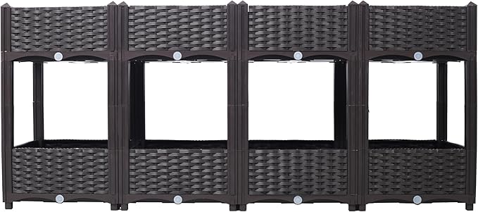 Planter Raised Beds Elevated Drainage Plug Raised for VegetableFlowerHerb Outdoor Standing Planter Beds Gardening KitBrown63x15.7x27.7 QB590