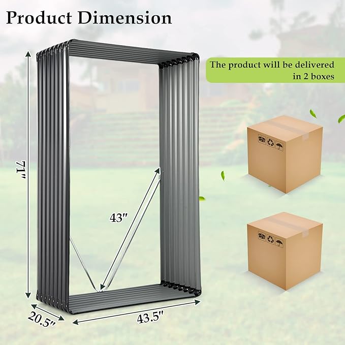 6x1.6x3.6ft Galvanized Raised Garden Bed Dual Use Metal Elevated Planter Box &amp Log Storage Rack Rectangular Planter Bed with Open Bottom Design for Vegetables Flowers (1)