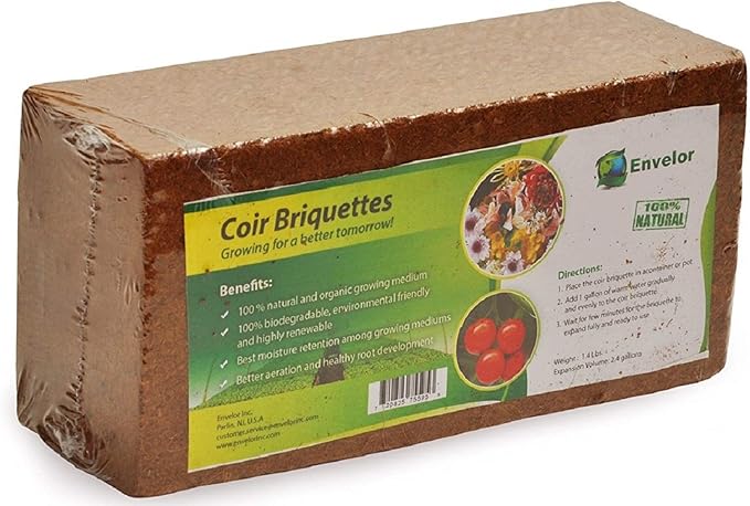 Coco Coir for Plants 6-Pack – 2.4 Gallons Compressed Coconut Coir Bricks 1.5 lb. Bulk Low EC pH Balanced Natural Coco Peat for Indoor &amp Outdoor Gardening Potting Soil Indoor Plant Soil