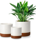vancasso 6+8+10 Ceramic Pot for Plants Large Outdoor Indoor Planter Pots with Drainage Holes Set of 3 Khaki