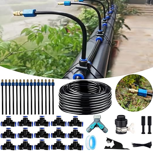 Drip Irrigation Kit Automatic Irrigation System with Replaceable 360°Bendable Sprayeratomizing Copper Nozzle for Watering System for Garden Plant Lawn Patio and Yard. (15)