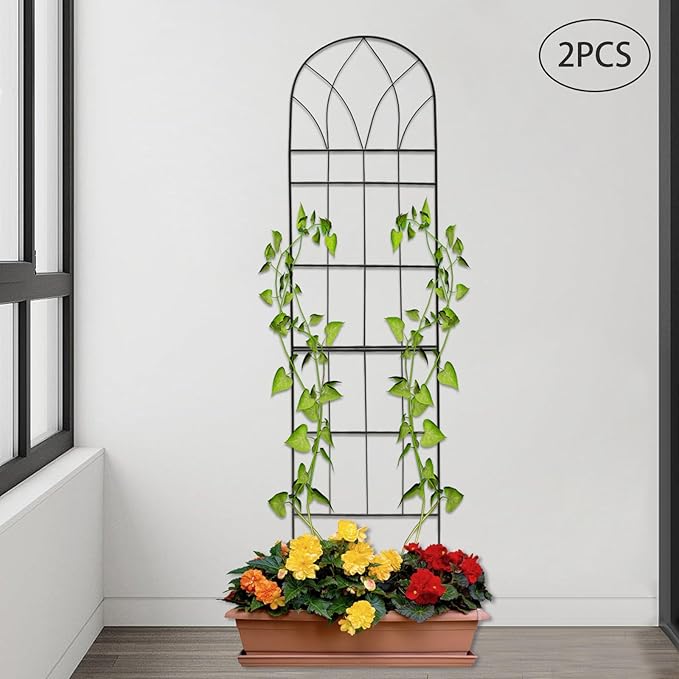 2 Pcs Garden Trellis for Climbing Plants Outdoor 58 x 15 Cucumber Trellis Rustproof Metal Trellis for Tomatoes Vines Flower Beds Roses