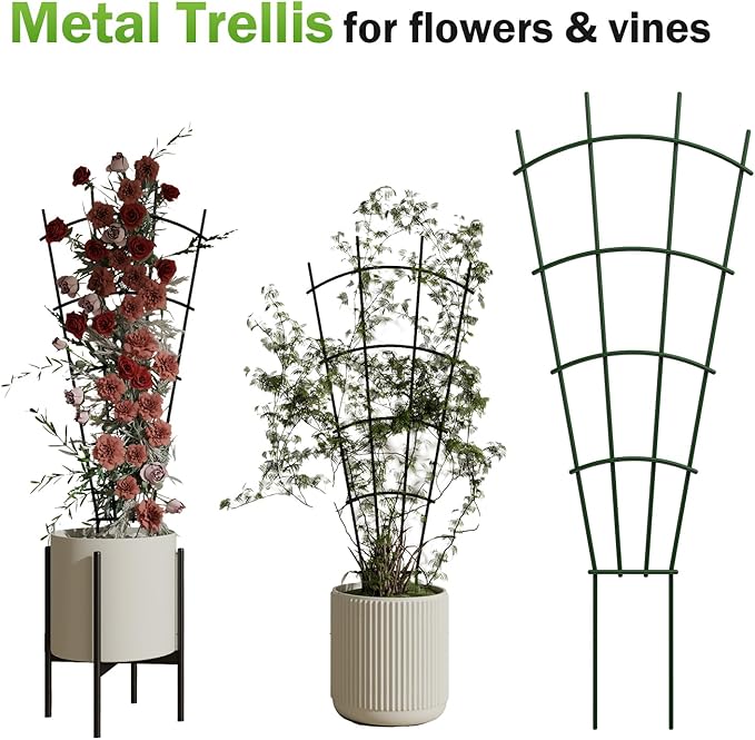 6-Pack Metal Trellis for Potted Plants 32 Heavy Duty Garden Trellis for Climbing Plants Rustproof Powder Coated Indoor/Outdoor Trellis for Climbing Vines Flowers Houseplants