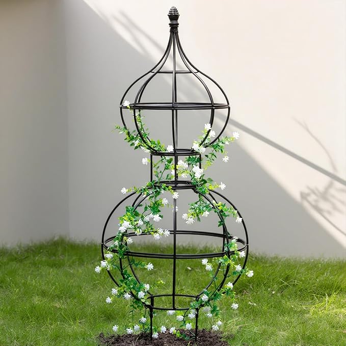 47x17 Metal Obelisk Trellis for Climbing Plants | Unique Outdoor Support for Rose Bushes and Tall Vines | Durable &amp Weather-Resistant Garden Decor