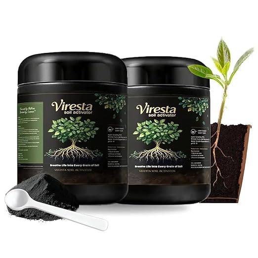 Soil Activator - Viresta Soil Revitalizer Plant Food Enhancer Concentrated Humic Acid Formula - Promotes Root Growth &amp Nutrient Uptake for Lawns Garden Indoor &amp Outdoor Plants (2Pcs)