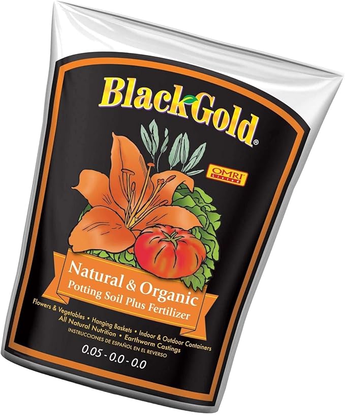 SunGro Black Gold 2 Cu Ft Natural &amp Organic Potting Soil + Fertilizer (4 Pack)
