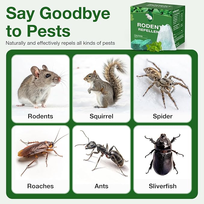 Mouse Rodent Repellent 25 Pack Peppermint Oil Mouse Traps for Rat Mice Ant Roach Spider Squirrel Nature Mouse Deterrent for Indoor Outdoor Use for Garden &amp Home Family &amp Pet Safe