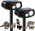AWISH Solar Ultrasonic Animal Repeller Outdoor Motion Sensor Waterproof Pest Deterrent Raccoon Skunk Fox Squirrel Gopher Rabbit Dog Repellent for Yard Garden Farm 40ft 120° Coverage 2 Pack Black