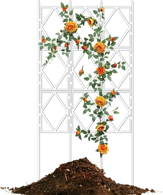 Garden Trellis Foldable Plant Trellis White - Suitable for Support Climbing Roses Potted Plants Vines Flowers Patio &amp Yard Wall Decoration(W60xH120CM(2.0x3.9FT))