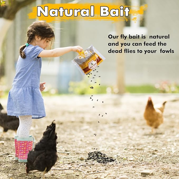 Fly Traps Outdoor Fly Trap Hanging 6 Natural Pre-Baited Fly Bags Outdoor Disposable Fly Hunter Catchers Control Killer Repellent Outdoors Stable Horse Farm Barn Ranch Fly Trap for Mosquito Bug