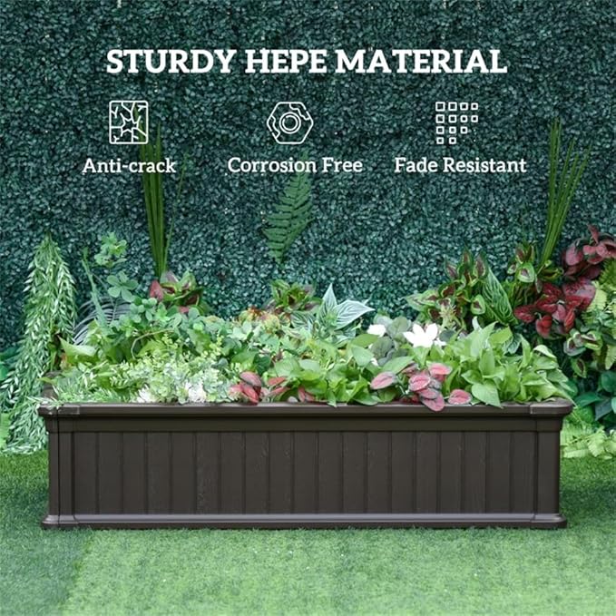 Raised Garden Bed Outdoor Brown HDPE Raised Large Planter Raised Beds for Vegetables Flowers &amp Herbs