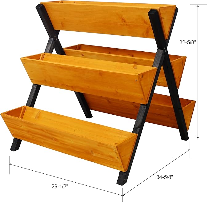 3 Tiers Raised Garden Bed Wood Vertical Planter Box Stand Herb Garden Bed with Legs Raised Bed for Herb Vegetables Flowers (3 Tiers)
