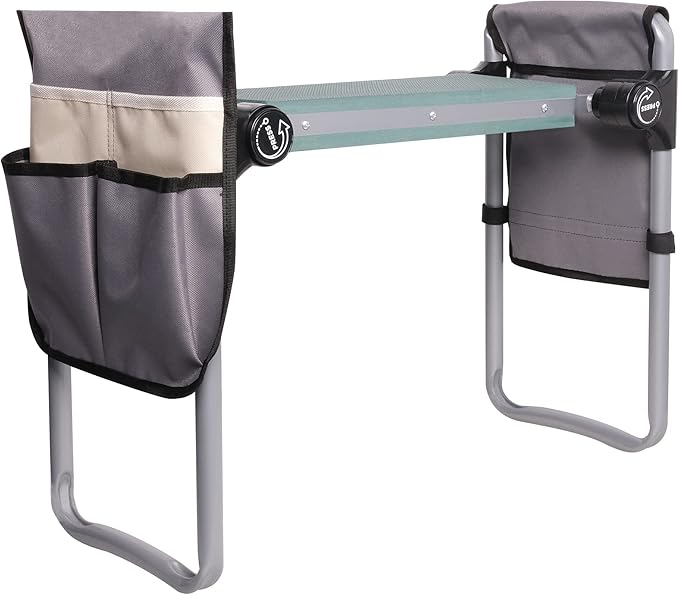 Foldable Garden Kneeler and Seat Upgraded Gardening Stool with 2 Bonus Tool Pouches Lightweight and Heavy Duty Garden Bench with Comfortable Eva Foam Pad for Arthritis Parent Gardener