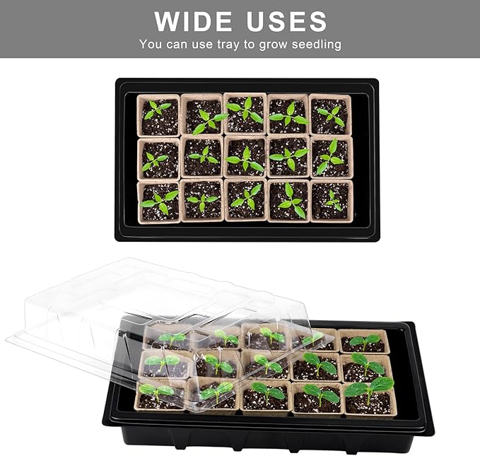Aodaer 193 Pack Seed Starter Kit Including Seed Starter Tray Peat Pots for Seedlings with Plant Labels Tool Plastic Growing Trays Germination Tray Paper Seedling Cups for Indoor Outdoor Garden