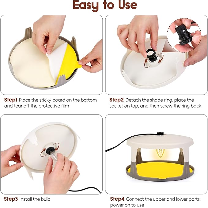 Flea Traps for Inside Your Home 2 Pack Indoor Flea Light Electric Bed Bug Insect Killer with 8 Sticky Pads &amp 8 Light Bulb Replacement Natural Pest Control w/Glue Discs Refills Safe for Kid Pet