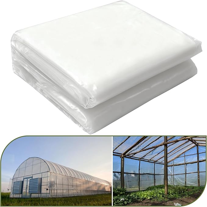 6 mil Greenhouse Plastic Sheeting Clear Greenhouse Film UV Resistant Thickened Plastic Sheeting Heavy Duty Polyethylene Green House Plastic Cover(20 x 25ft)