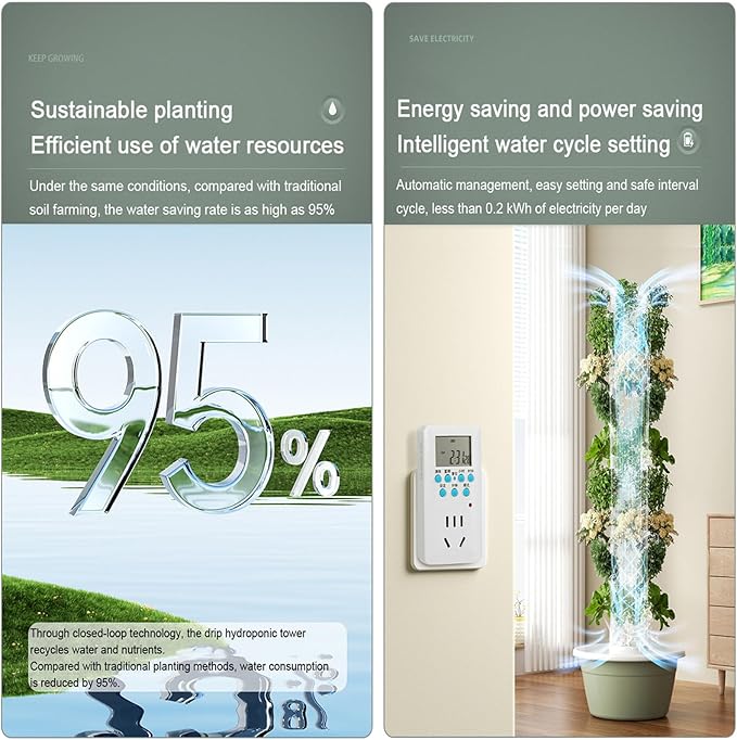 Hydroponics Growing System with Hydrating Pump Adapter Net Pots - 7 Layer Indoor Smart Garden Kit