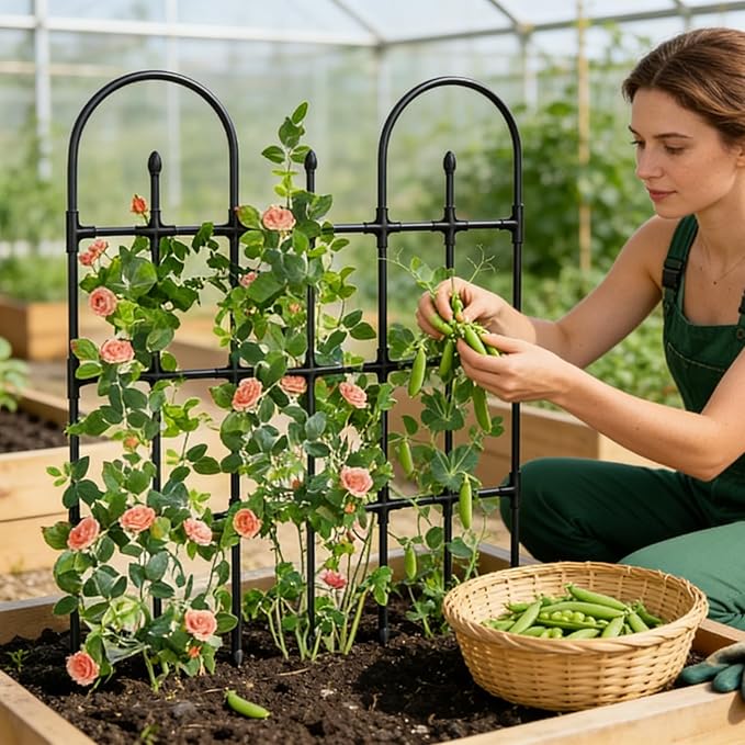 Garden Trellis for Climbing Plants - Metal Vertical Growth Plant Support Trellis - Tomato Climbing Stakes | for Garden Balcony Backyard Tomato Flowers Vine Ivy Clematis