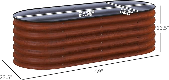 5' x 2' x 1.4' Galvanized Raised Garden Bed Kit Outdoor Metal Elevated Planter Box with Safety Edging Easy DIY Stock Tank for Growing Flowers Herbs Vegetables Brown