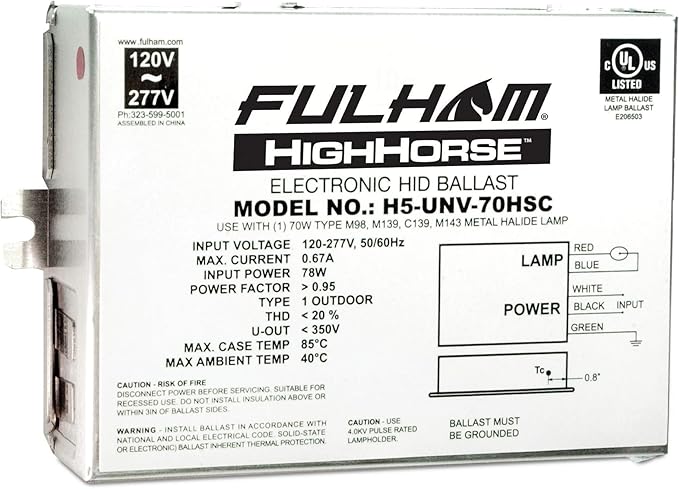Fulham Electronic HID Ballast H5-UNV-70HSC