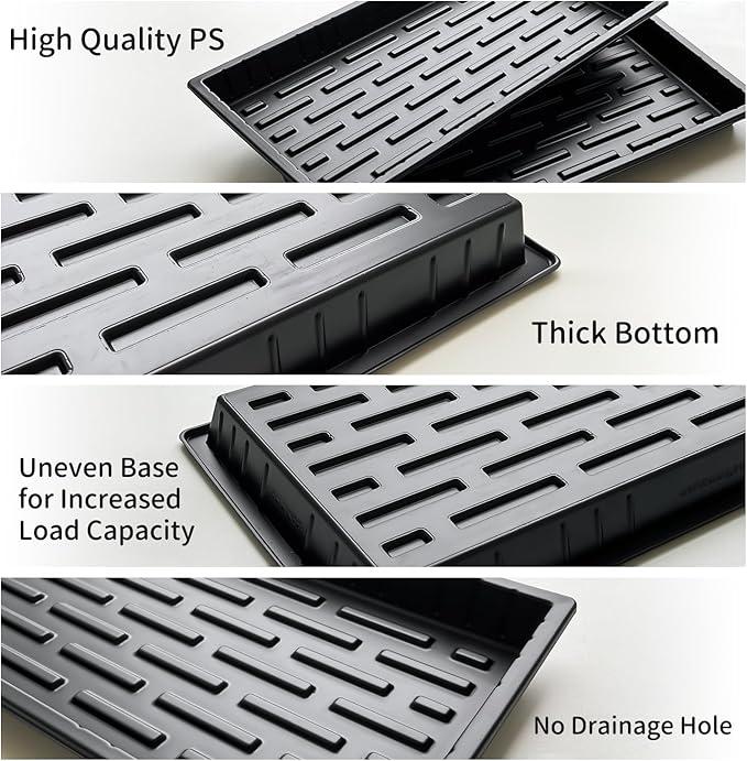 Growing Trays 1020 Plant Nursery Trays Heavy Duty Seed Starter Flat Seedling Tray for 72/128 Cell Plug Tray Transplant Growing Microgreens (21×11 10 Pack 1.6 Deep Without Holes)