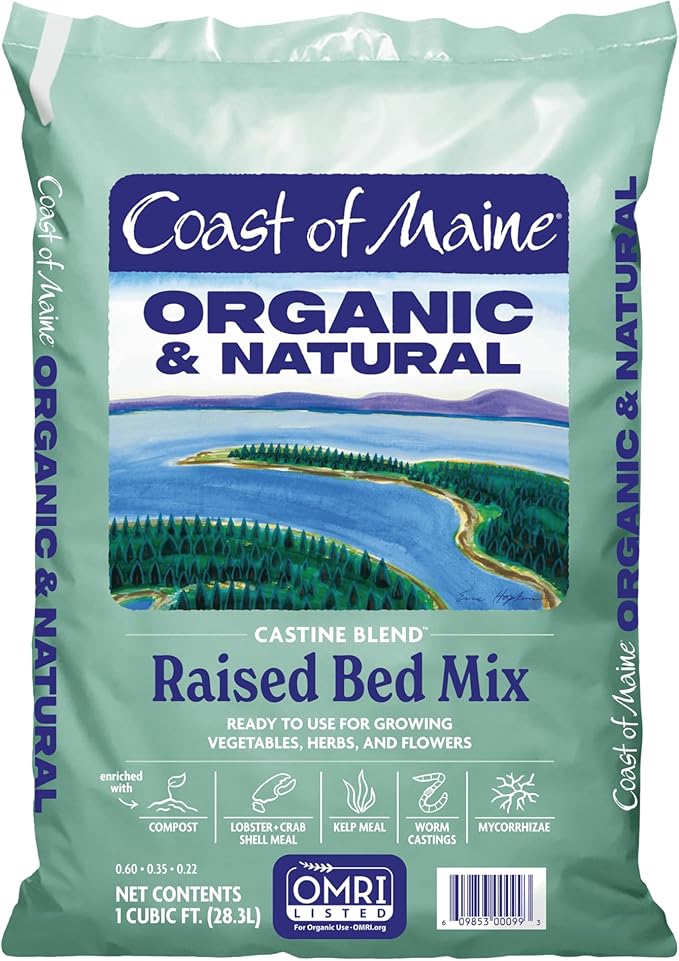 Coast of Maine Organic &amp Natural Castine Blend Soil - Nutrient-Rich Garden Soil w/Mycorrhizae Biochar - Enhanced Drainage &amp Aeration - for Raised Bed Gardening &amp Container Gardening (1 cu