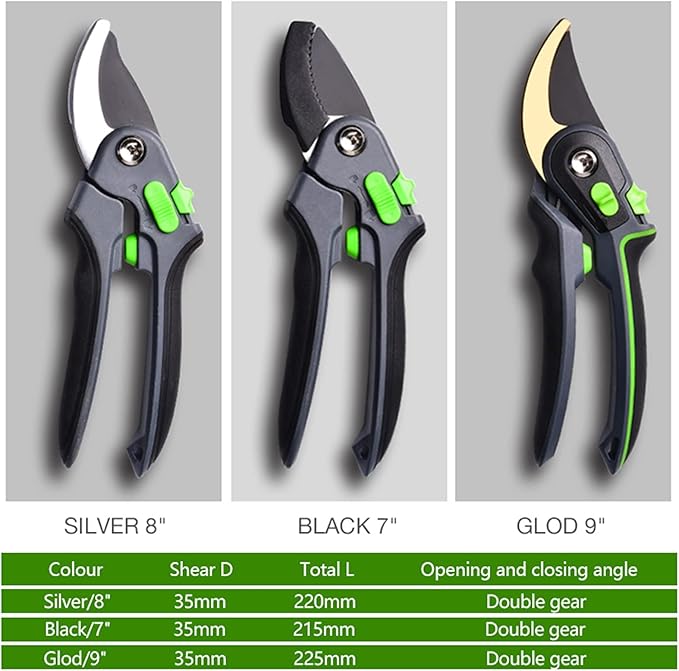 Gardening Tools Heavy Duty Plant Trim Horticulture Hand Pruner Cut Secateur Shrub Garden Scissor Tool Anvil Branch Shear Orchard Pruning Shears for Fruit Trees (Color : Black)